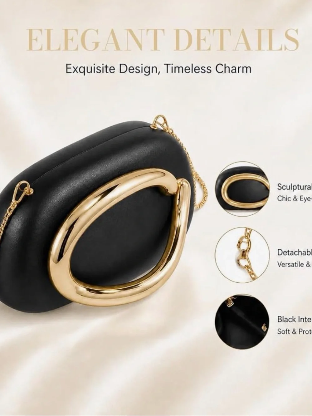 Elegant  Clutch Purses/Handbag Formal Events BLACK NIB
